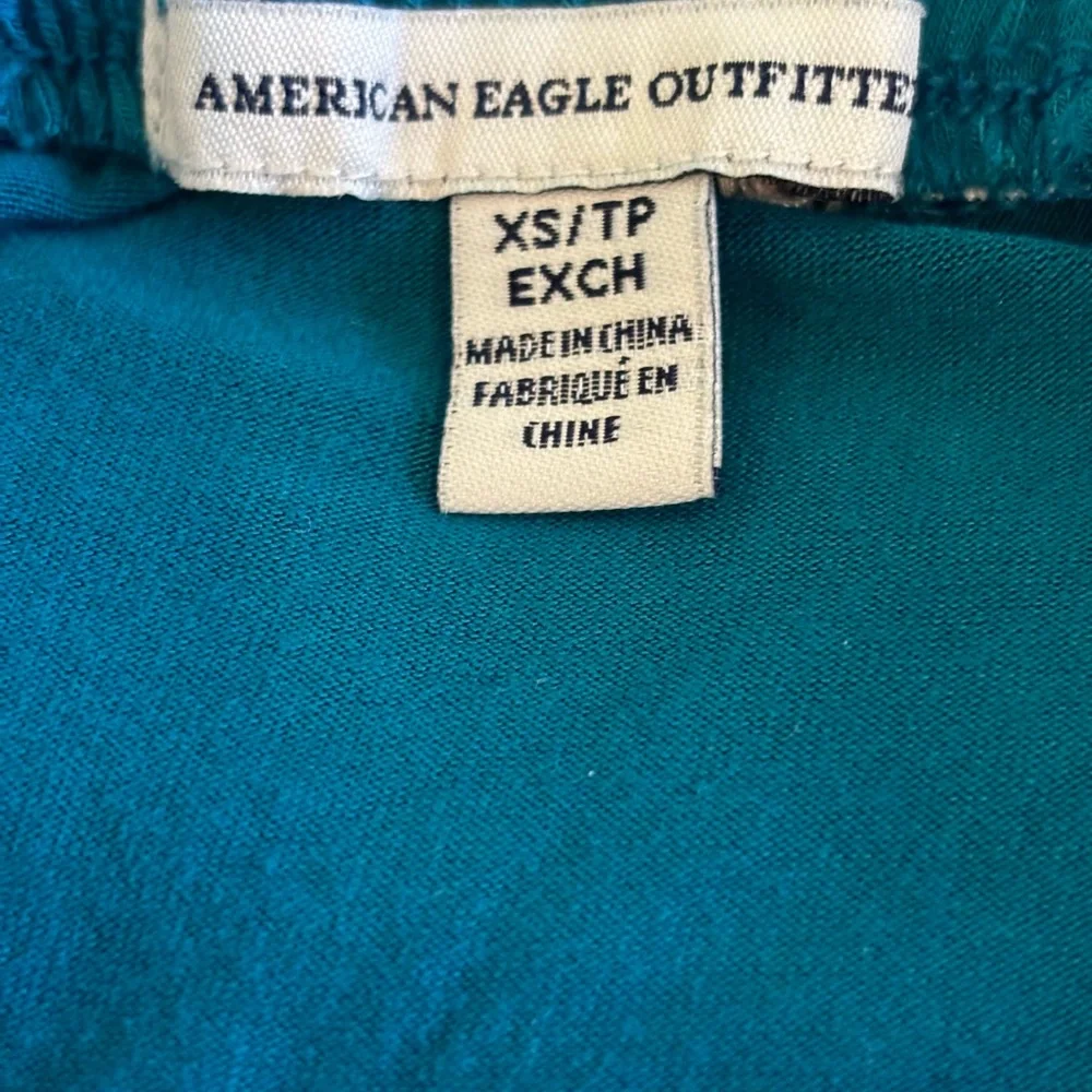 American Eagle Aqua Dress Spaghetti Straps Ruffle Top Open Back Halter Size XS
